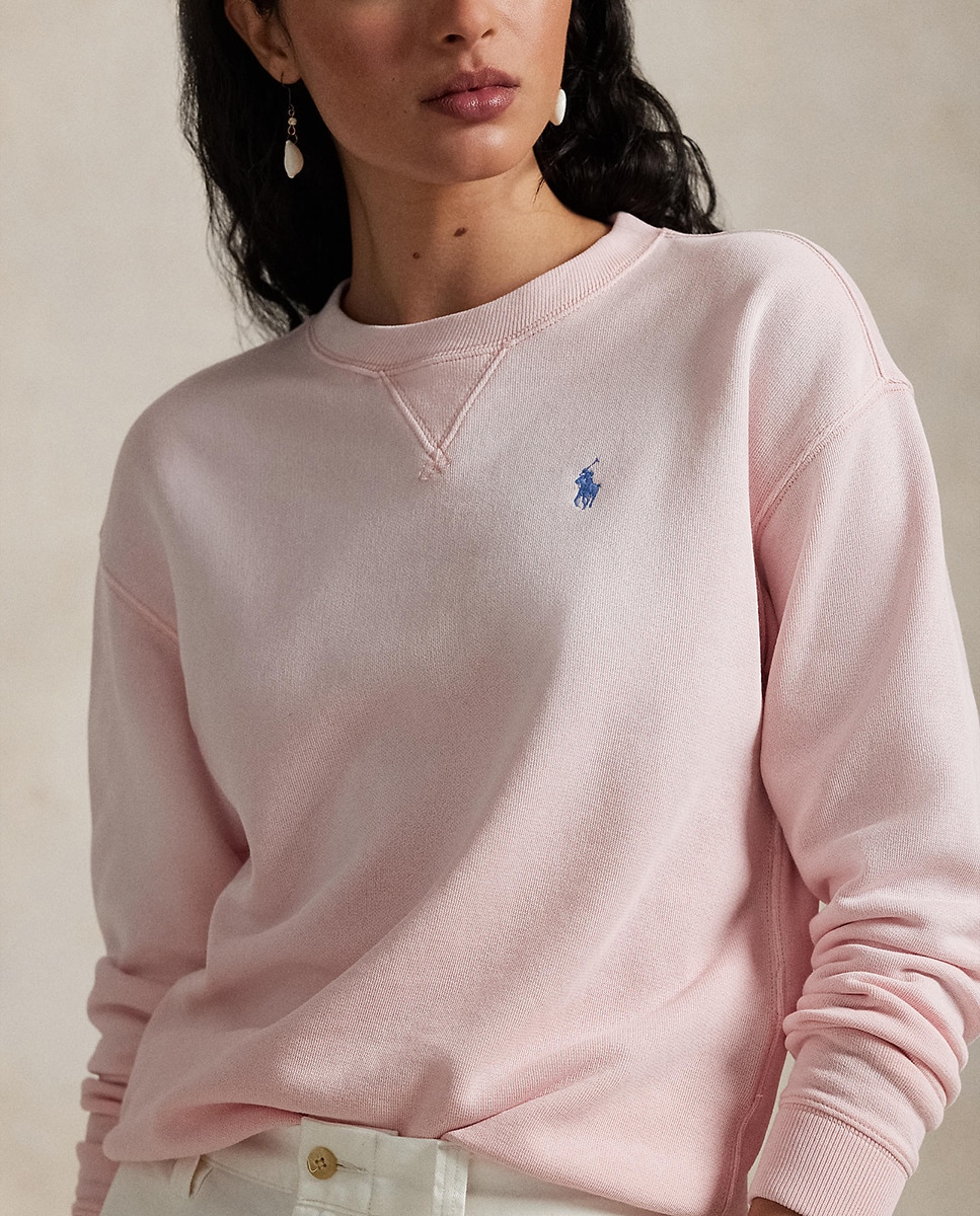 Camisola de Malha de Algodão com Manga Comprida Rosa-4