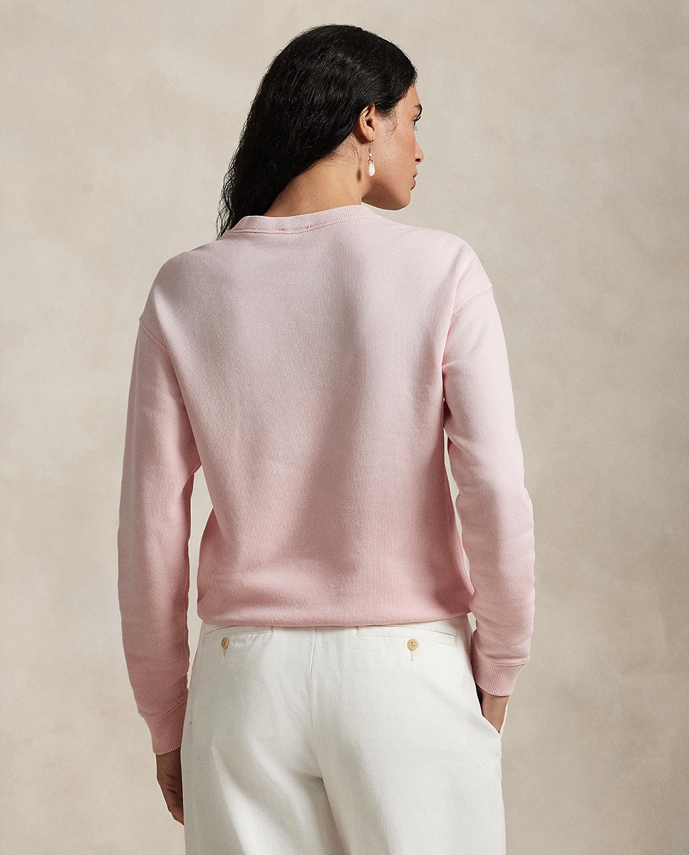 Camisola de Malha de Algodão com Manga Comprida Rosa-3