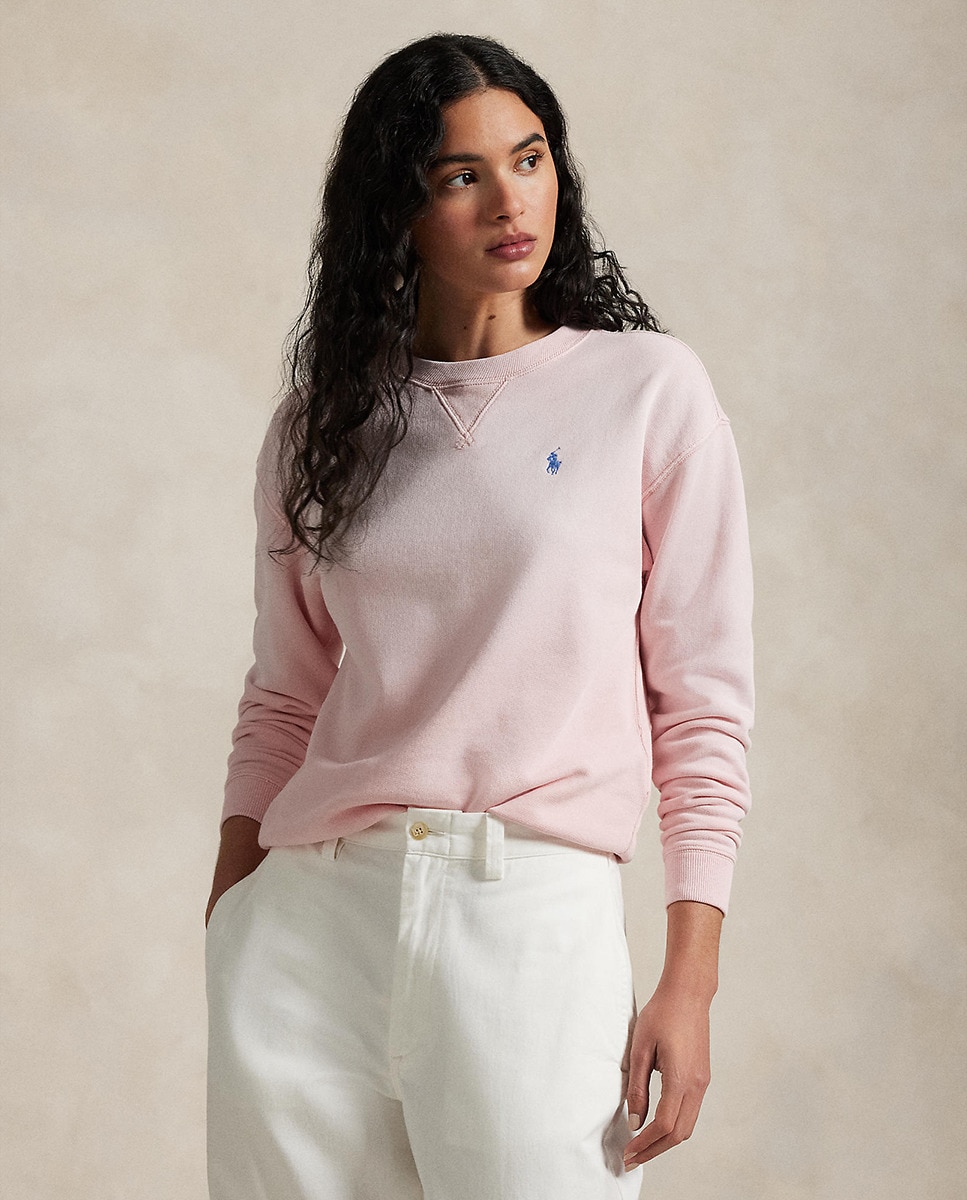 Camisola de Malha de Algodão com Manga Comprida Rosa-1