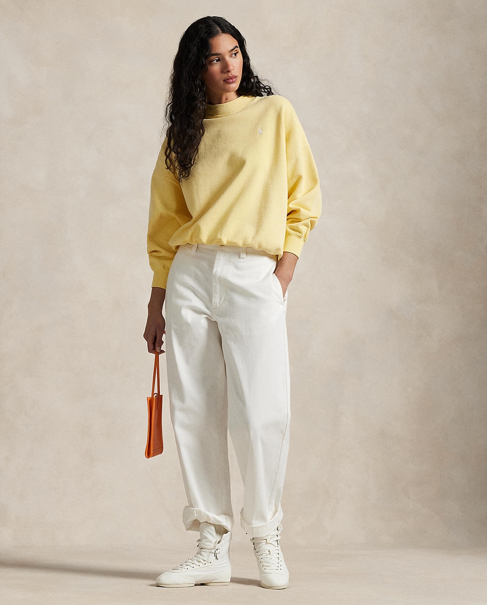 Sweatshirt de Algodão com Gola Semi Cisne Amarelo-6