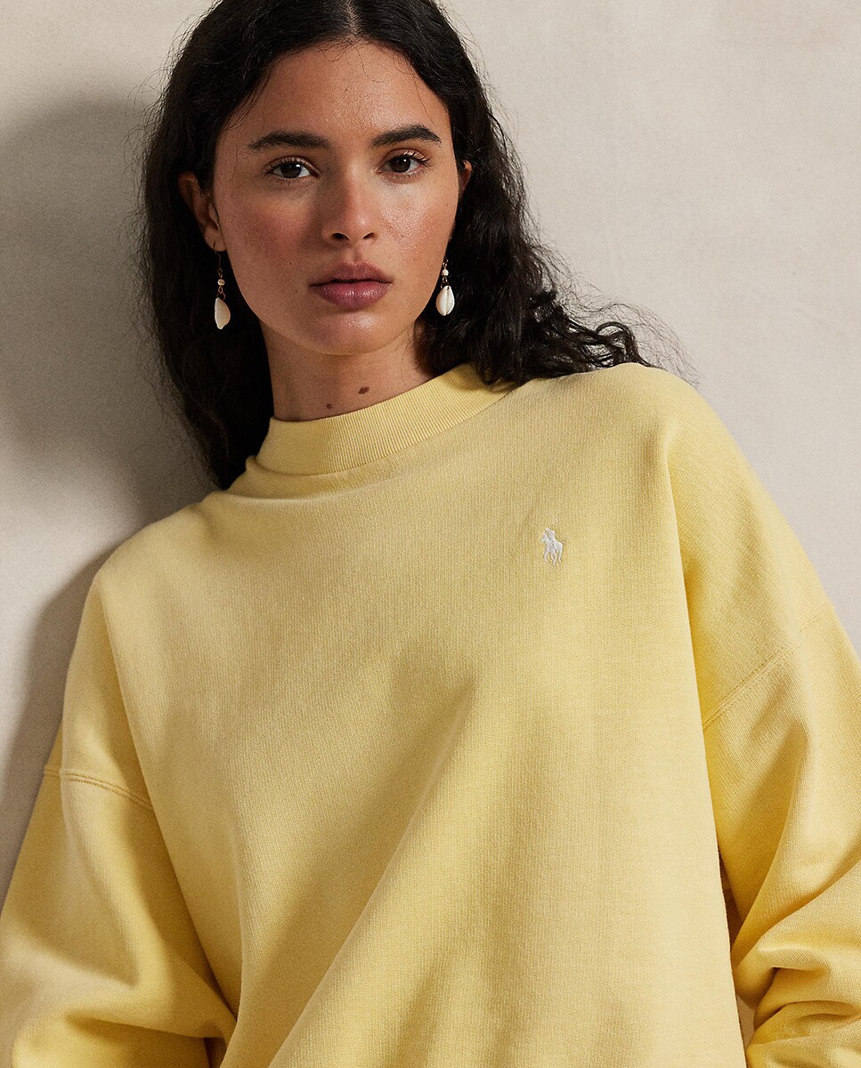 Sweatshirt de Algodão com Gola Semi Cisne Amarelo-4