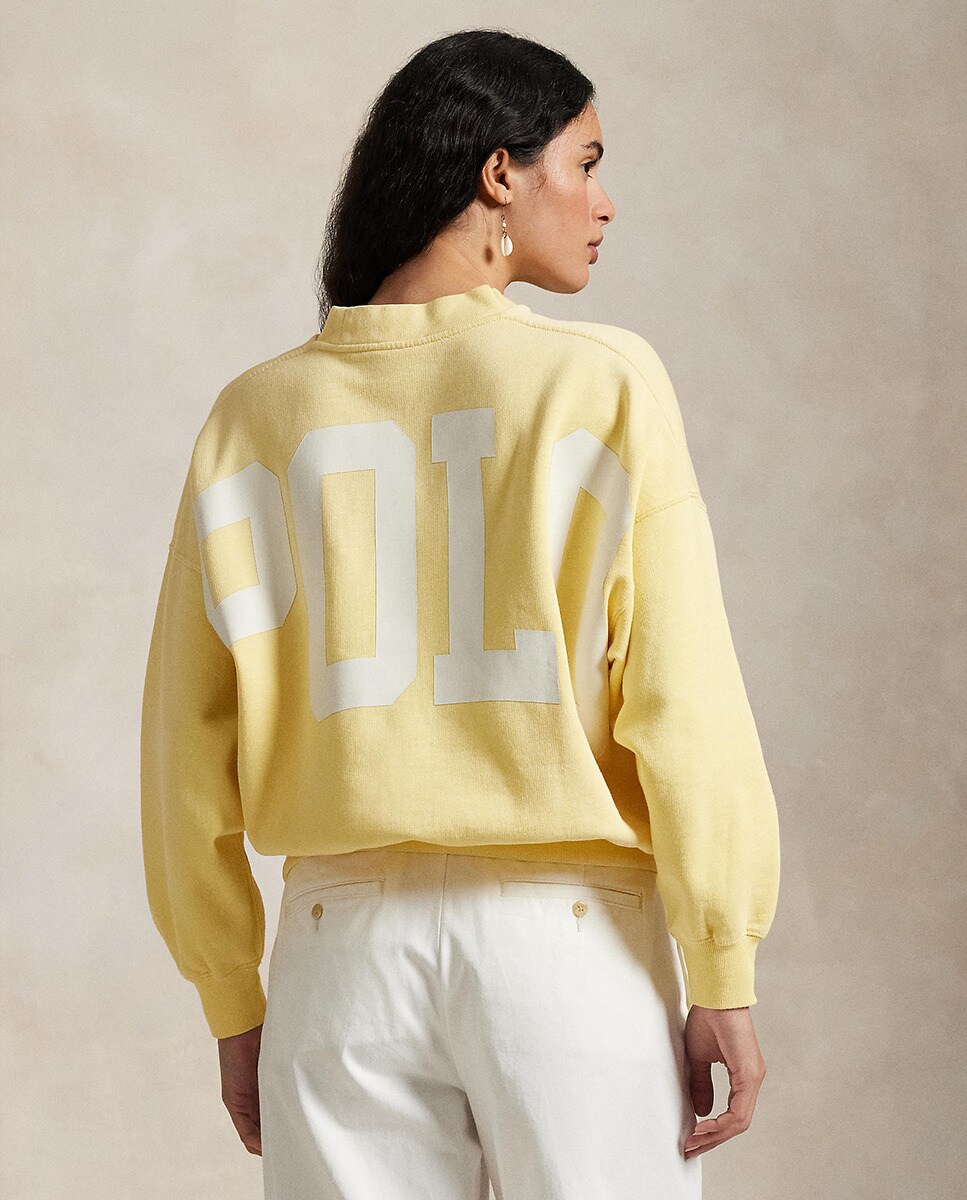 Sweatshirt de Algodão com Gola Semi Cisne Amarelo-3