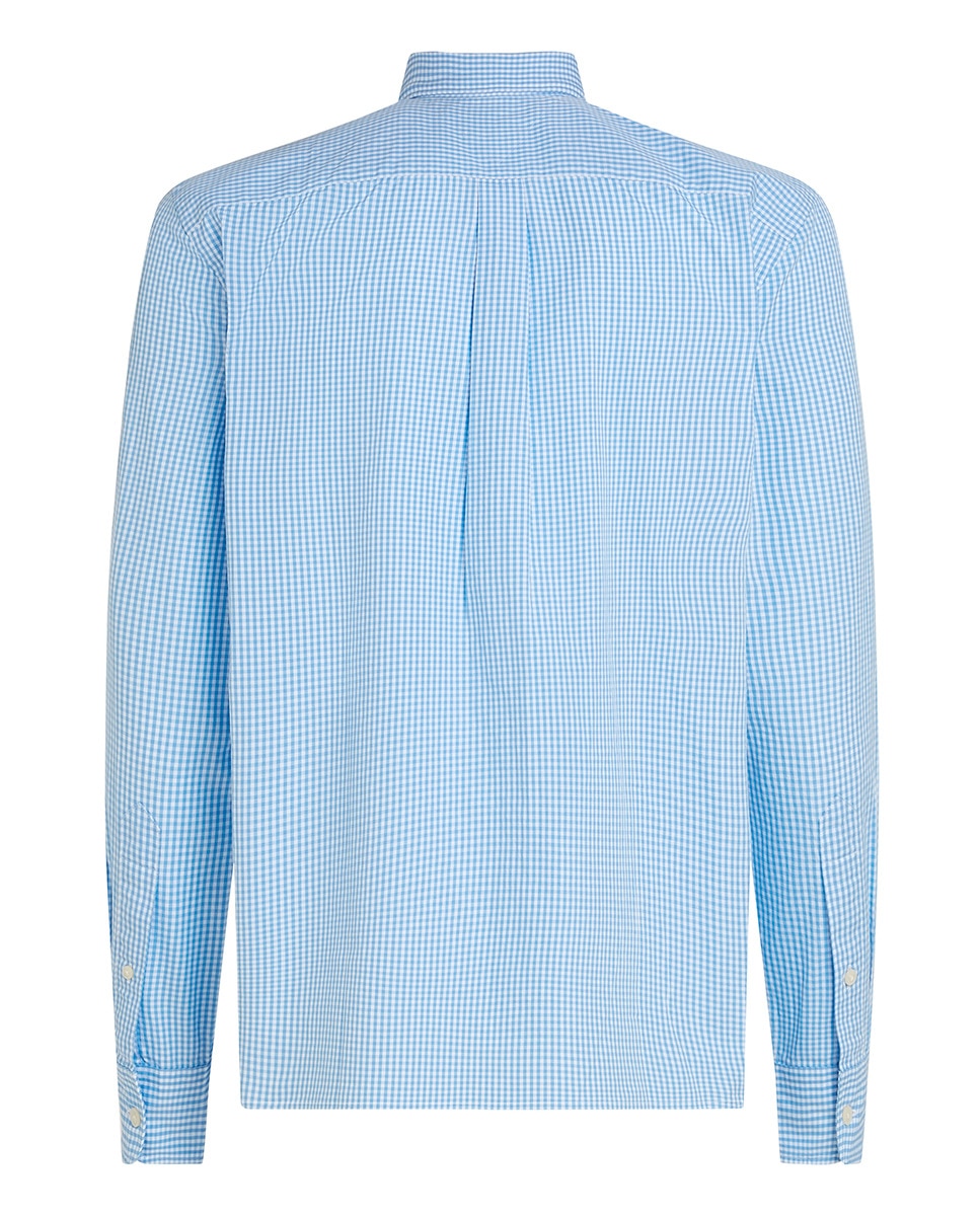 Camisa Estampada de Popelina e Corte Regular Azul-claro-5