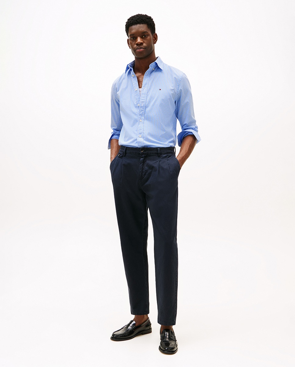 Camisa Estampada de Popelina e Corte Regular Azul-claro-6