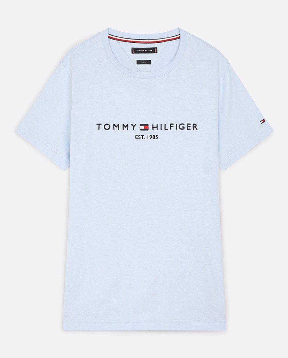 T-shirt de Algodão Orgânico com Manga Curta Azul-claro-4