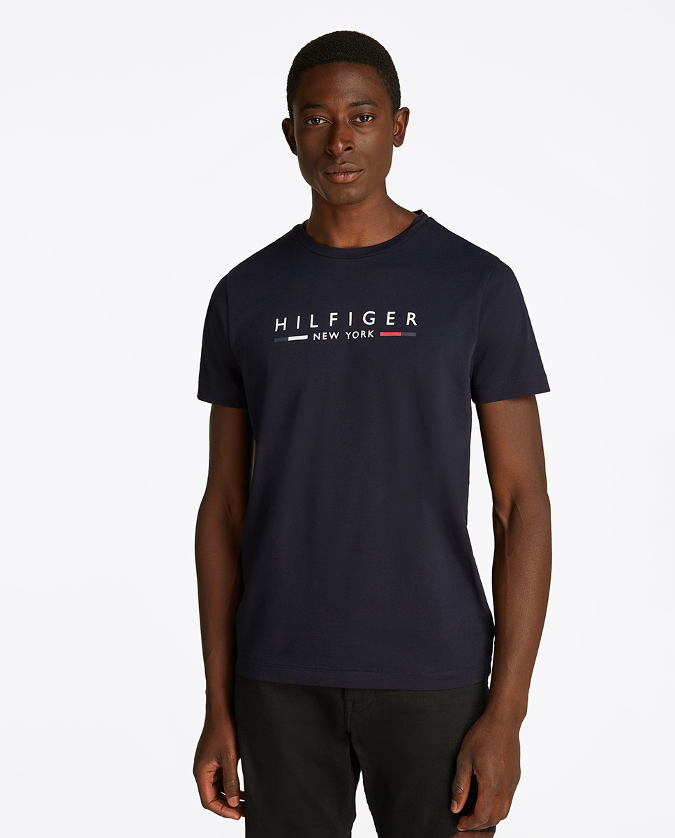 T-shirt com Branding Impresso Azul-marinho-1