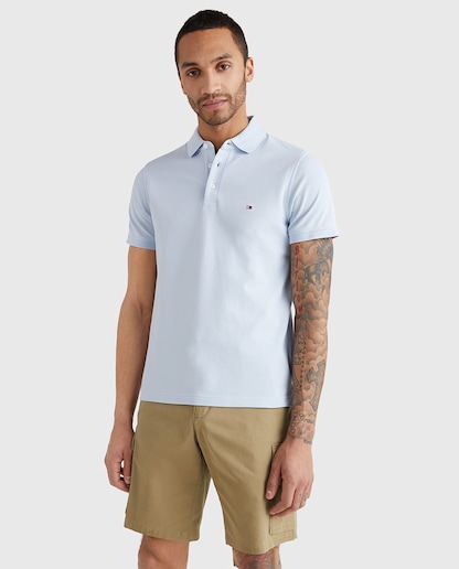 Imagen 0 de Polo básico de hombre slim fit azul de manga corta