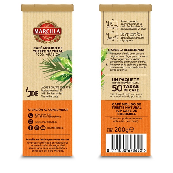 Gemahlener Kaffee helle Röstung Kolumbien reiner Arabica Intensität 8 Paket 200 g