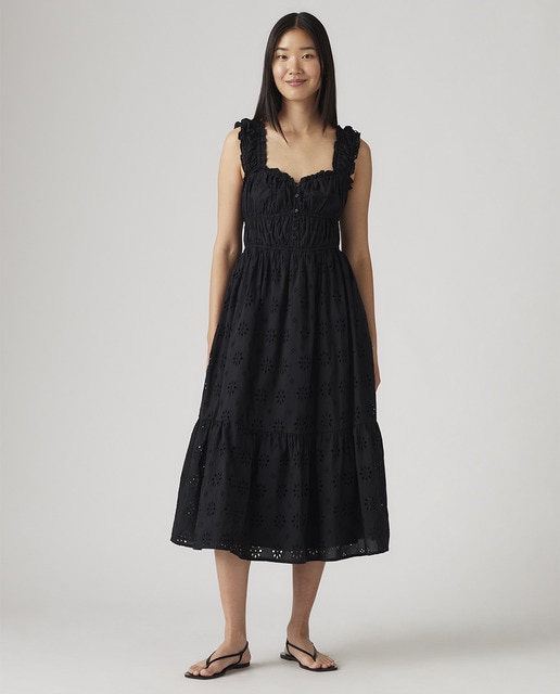 Imagem 0 de Vestido Midi de Alças com Detalhe Rendilhado
