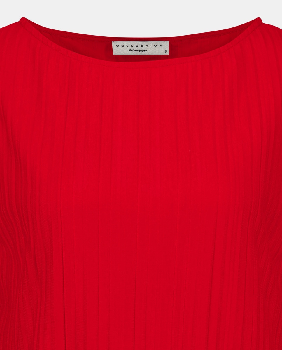 T-shirt de Manga Curta Plissada 600 Vermelho-5
