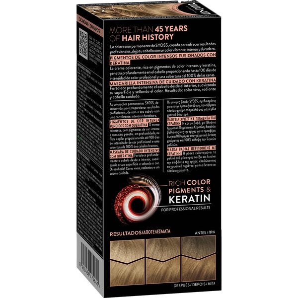 tinte coloración permanente color 7.1 Rubio medio con mascarilla de keratina Box 1 Einheit