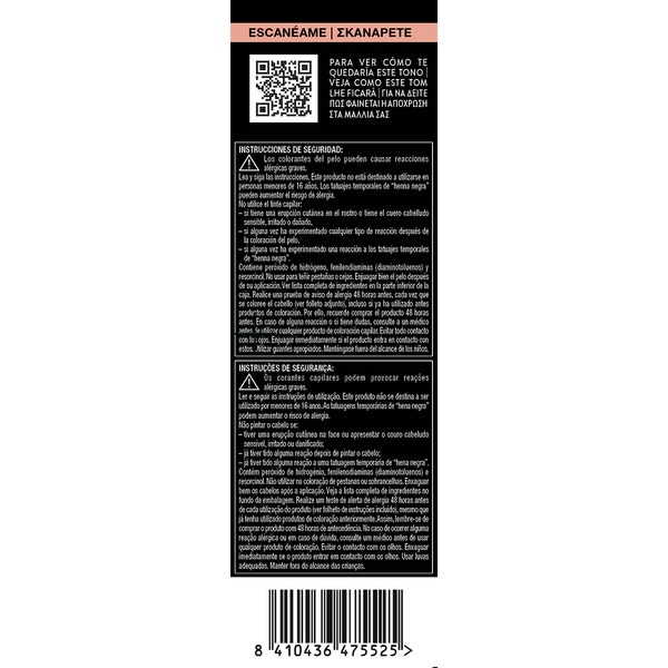 tinte coloración permanente color 1.1 Negro con mascarilla de keratina box 1 each