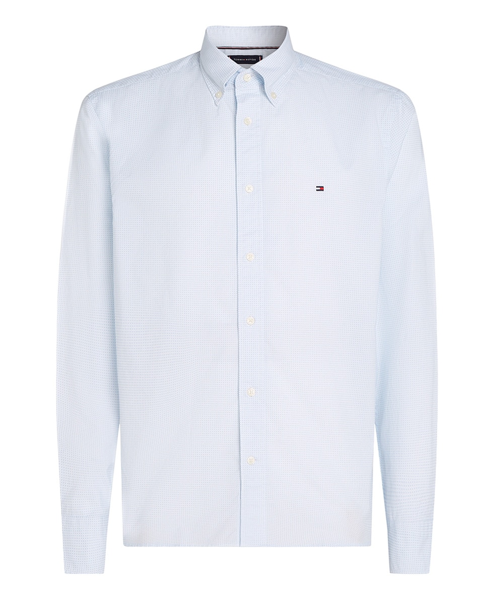 Camisa de Popelina com Mini Estampado Tamanhos Grandes Branco-1