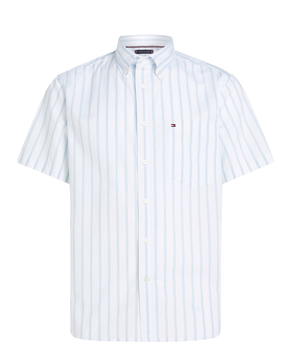 Camisa de Popelina com Manga Curta Tamanhos Grandes Branco-1