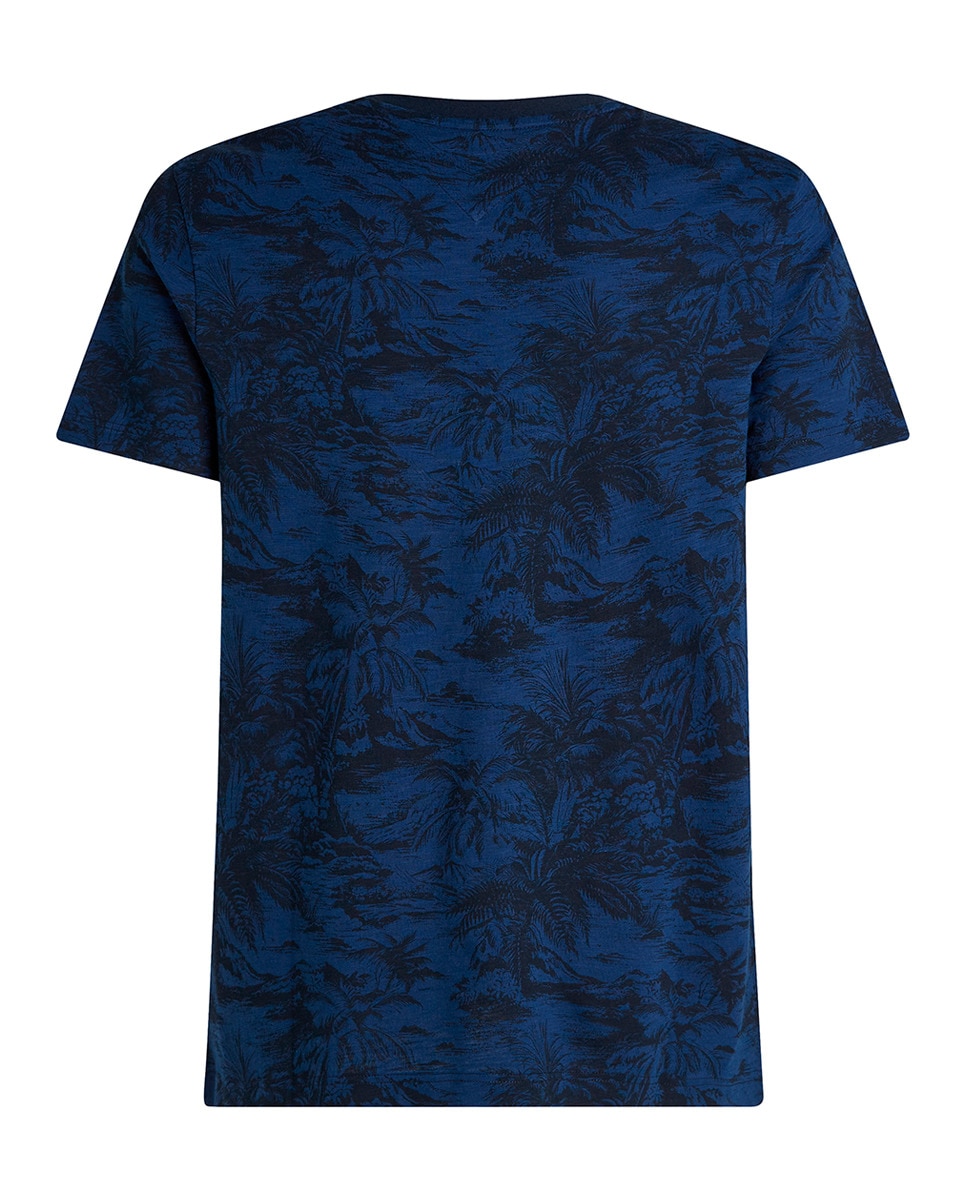 T-shirt com Estampado Tropical Tamanhos Grandes Azul-marinho-4