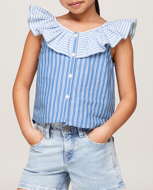 Imagen 0 de Blusa de niña de tirantes cuello volantes