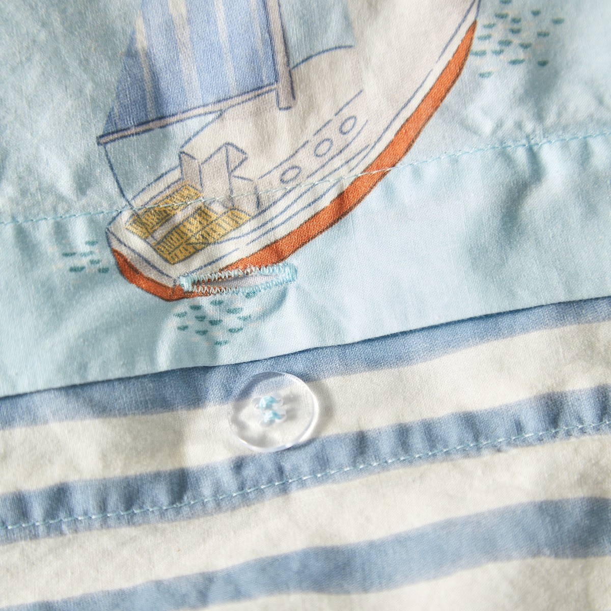 Conjunto de Capa de Edredão de Algodão Regatta Azul-5