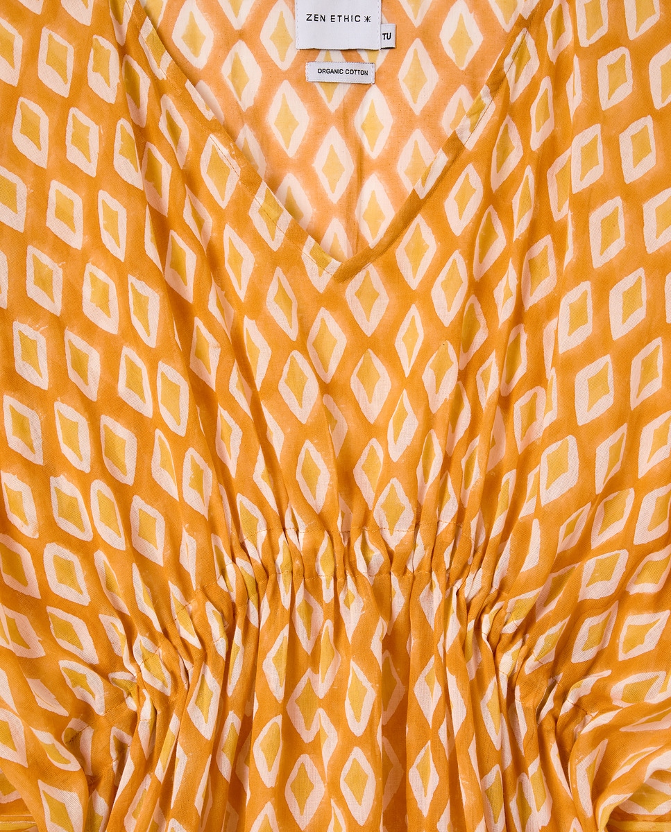 Kaftan de Algodão Ecológico Laranja-3