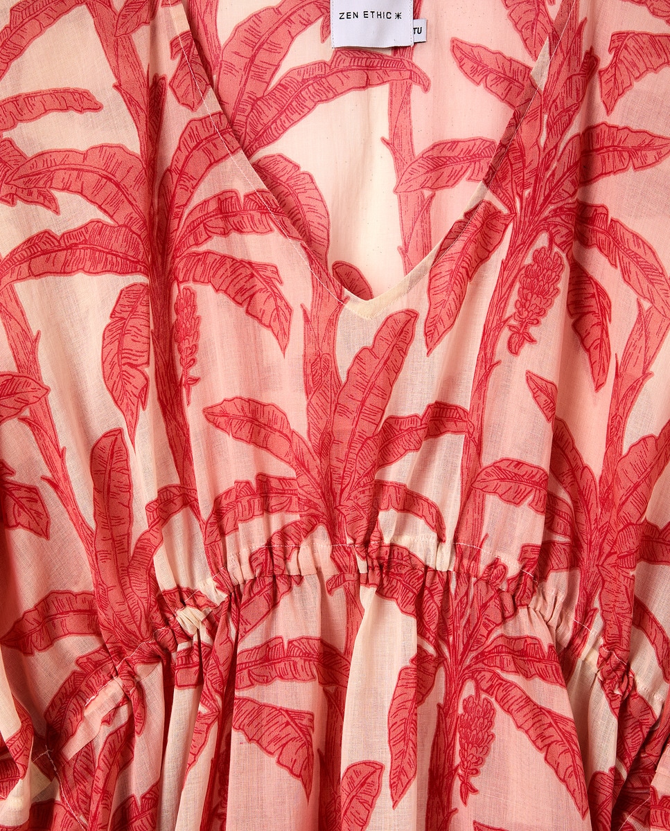 Kaftan de Algodão Rosa-3