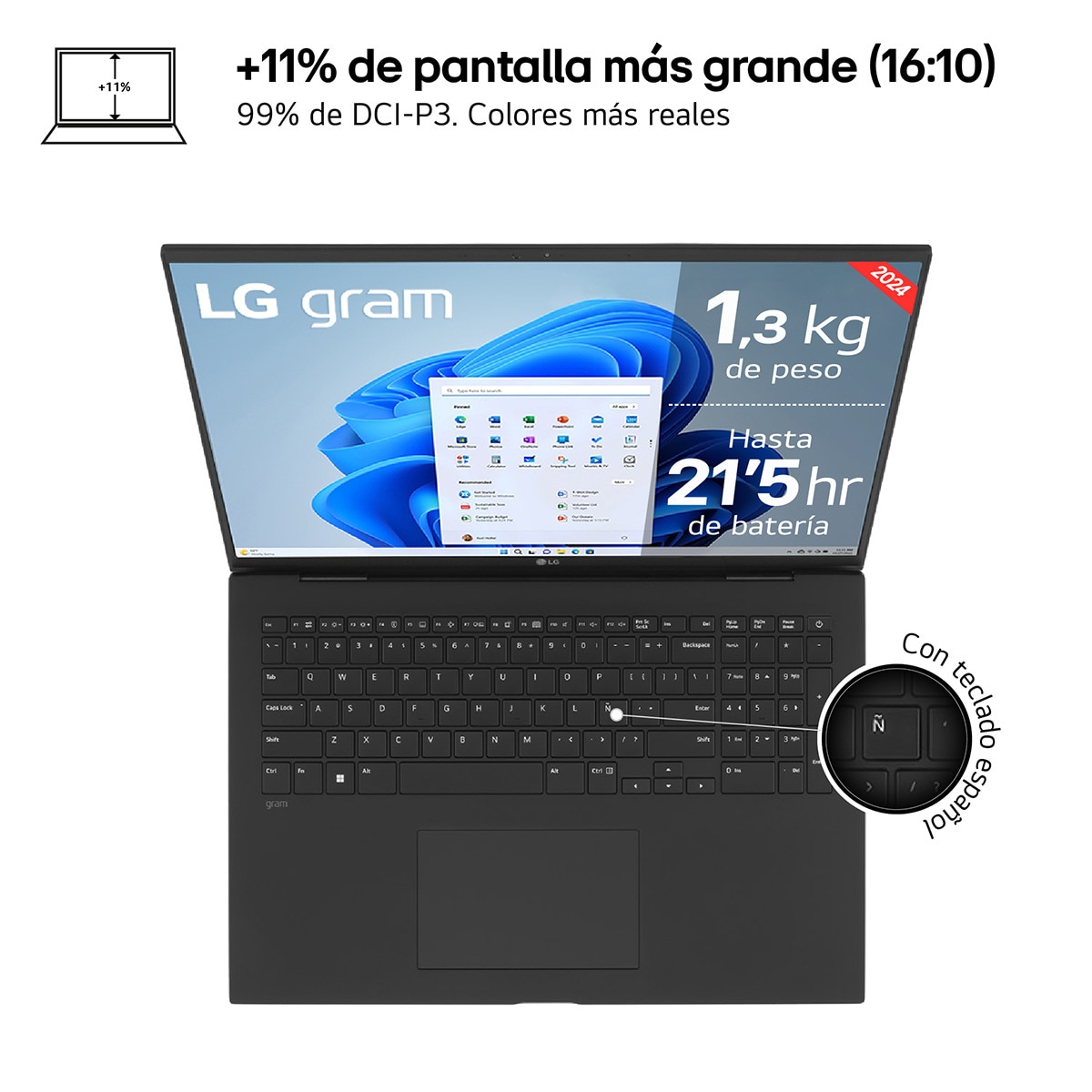 Portátil LG gram 17Z90S, Intel Core Ultra 7-155H, 32 GB, 1+1 TB SSD, 17", W11 Negro-2