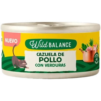 comida húmeda para gatos adultos cazuela de pollo y verduras lata 80 g - Wild Balance