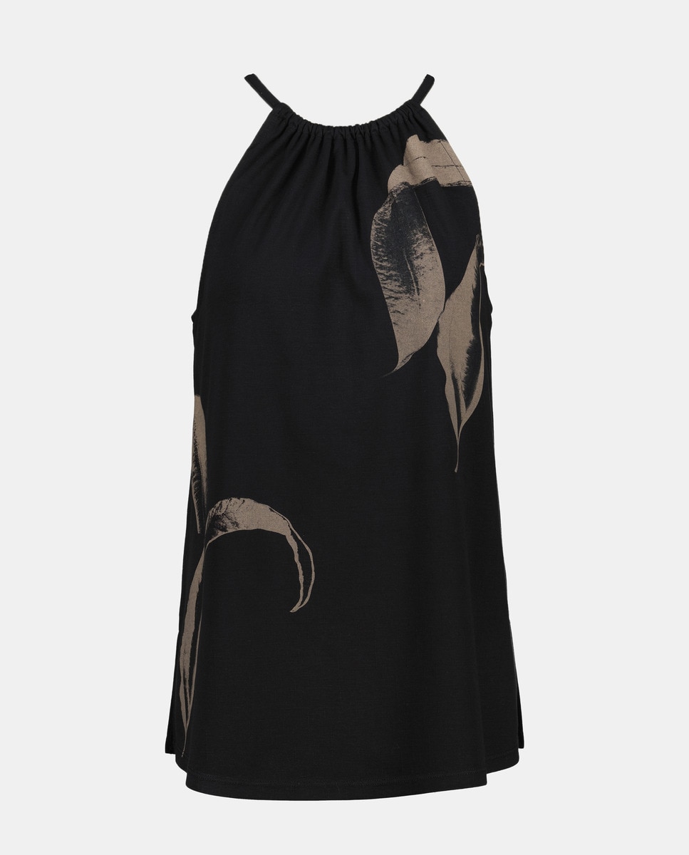 T-shirt Tipo Top Halter Preto-4