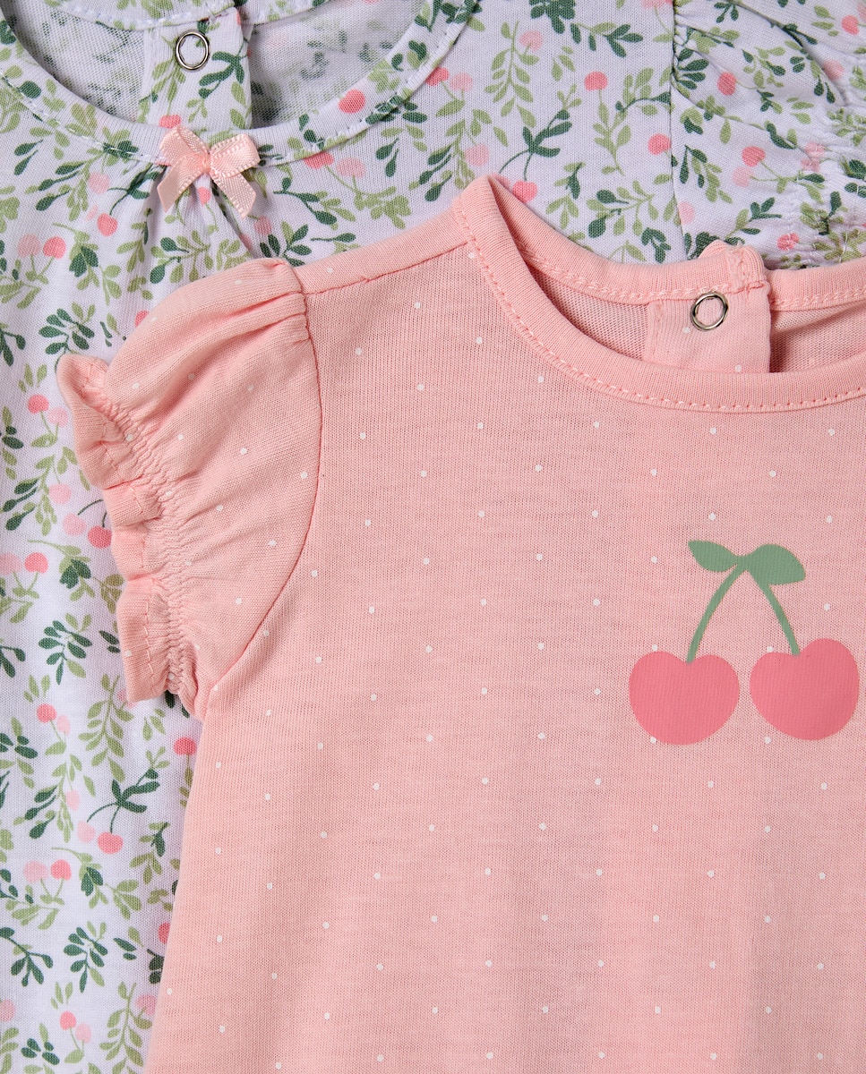 Pack de 2 Pijamas de Bebé com Estampado Rosa-3