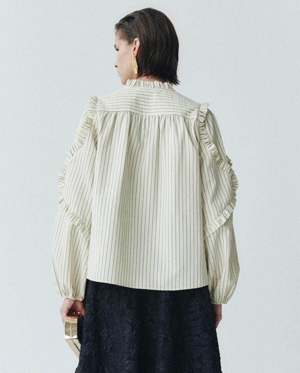 Sfera Camisas Con Volantes Mujer Camisa Blanca Blusa Plumeti Sfera