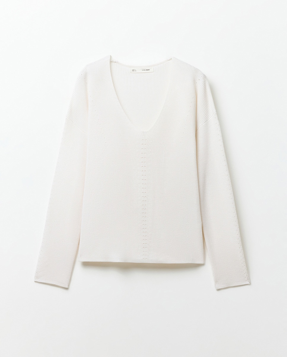 Camisola de Malha Pérola Branco-5