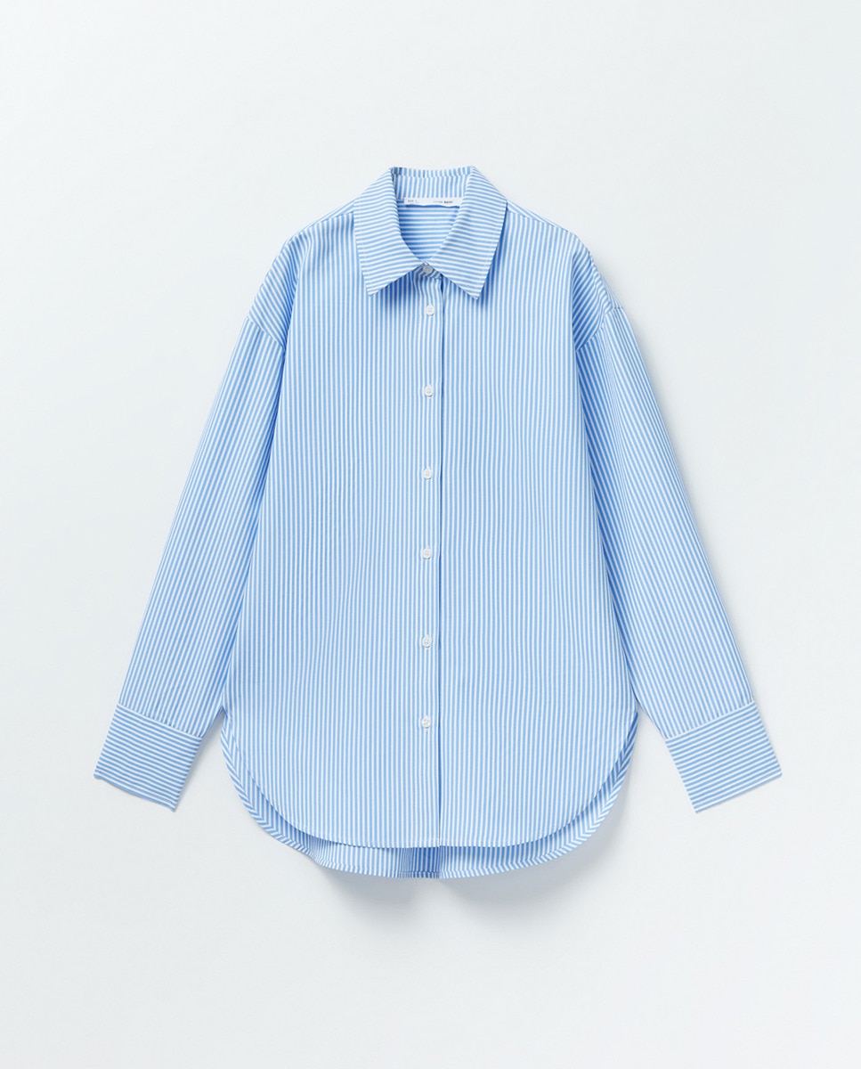 Camisa Básica às Riscas Azul-5