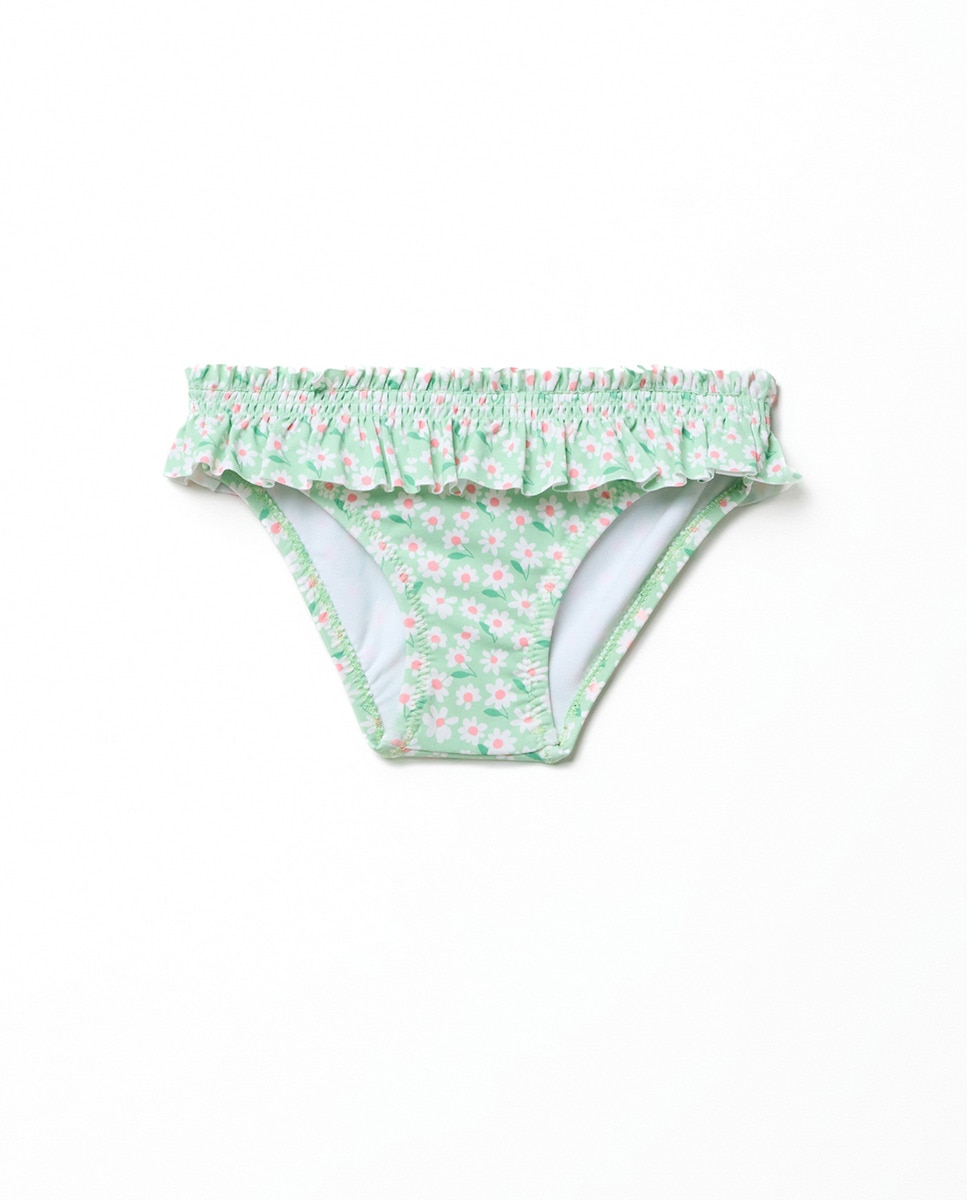 Cueca de Banho com Margarida Verde-claro-1