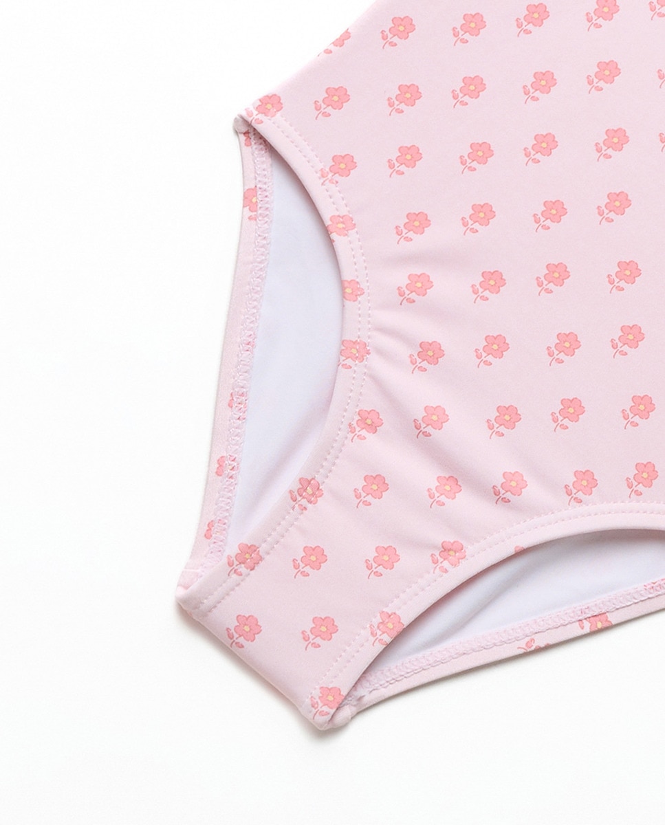 Fato de Banho com Flor Clássica Rosa-3