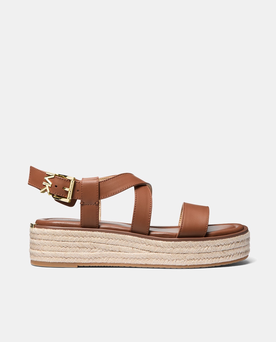 Sapatos de Juta Lynn com Plataforma de Esparto Couro-1