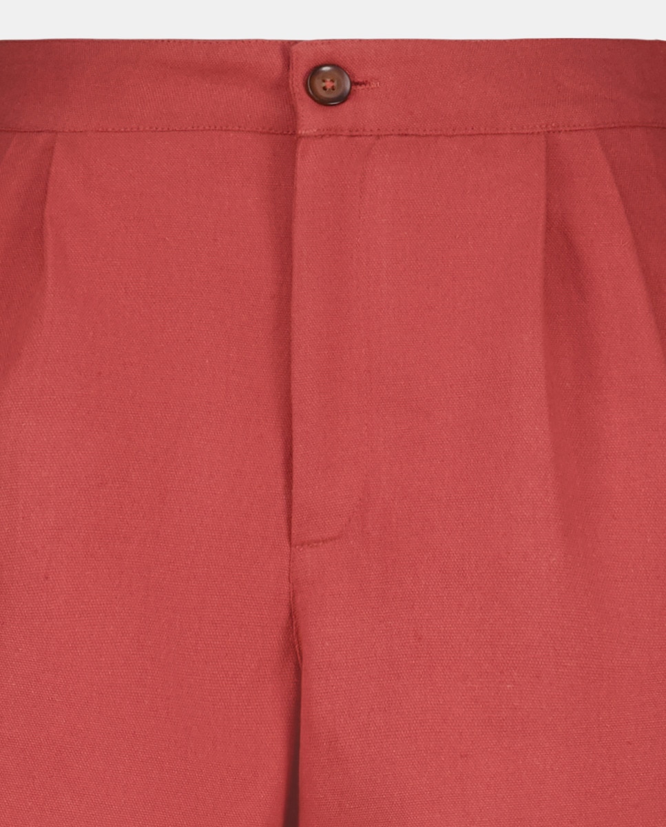 Short de mujer liso pinzas Rojo-5