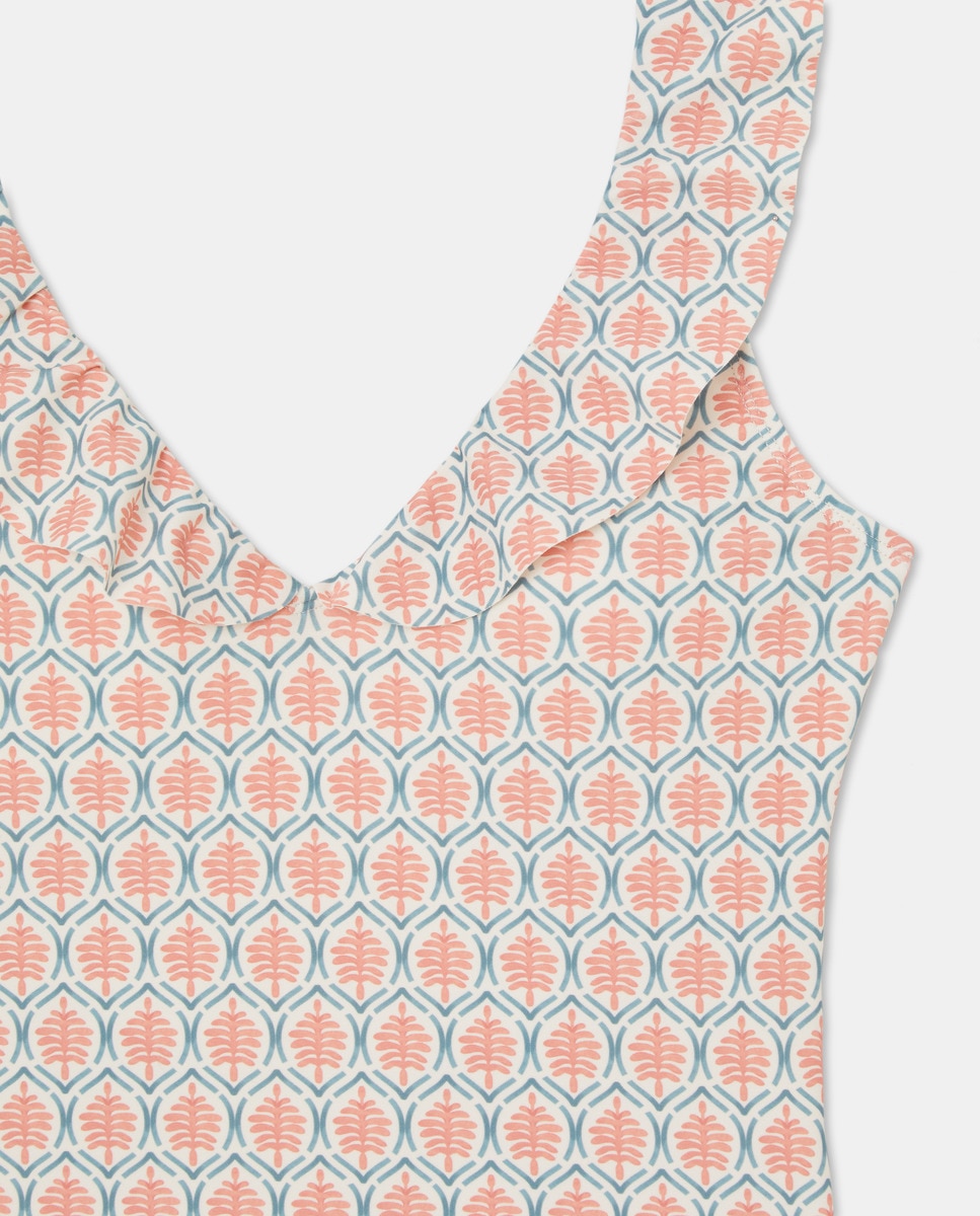 Bañador mujer escote volante Rosa-5