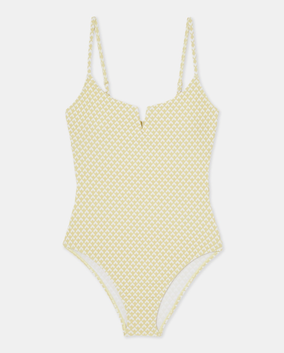 Bañador de mujer con escote en V Amarillo-4
