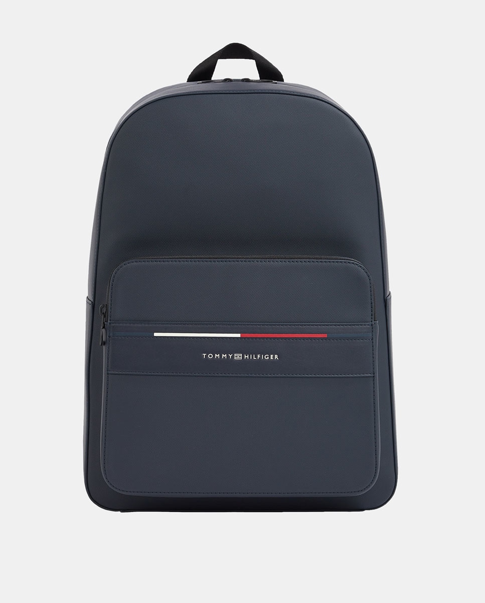 Mochila em Ecopele com Alças Ajustáveis e Desenho às Riscas da Marca Azul-marinho-1