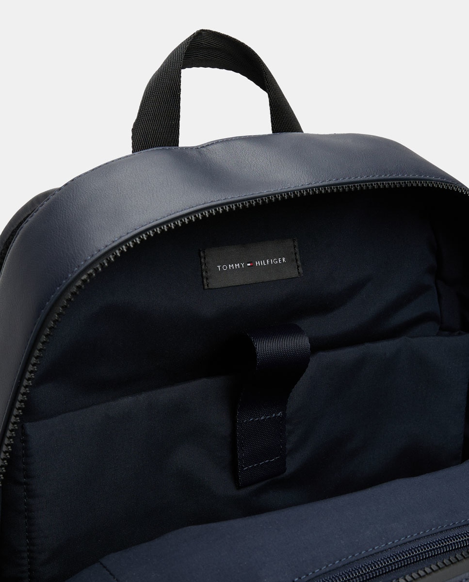 Mochila em Ecopele com Alças Ajustáveis e Desenho às Riscas da Marca Azul-marinho-4