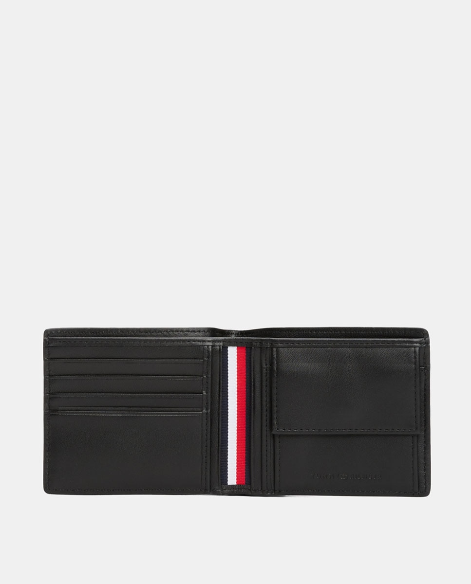 Carteira em Pele com Estampado de Monograma e Diversos Compartimentos Preto-5