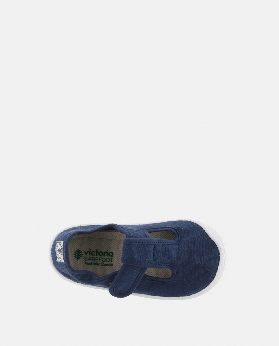 Sandálias de Criança Barefoot de Lona DREC com Fecho Aderente Azul-marinho-4