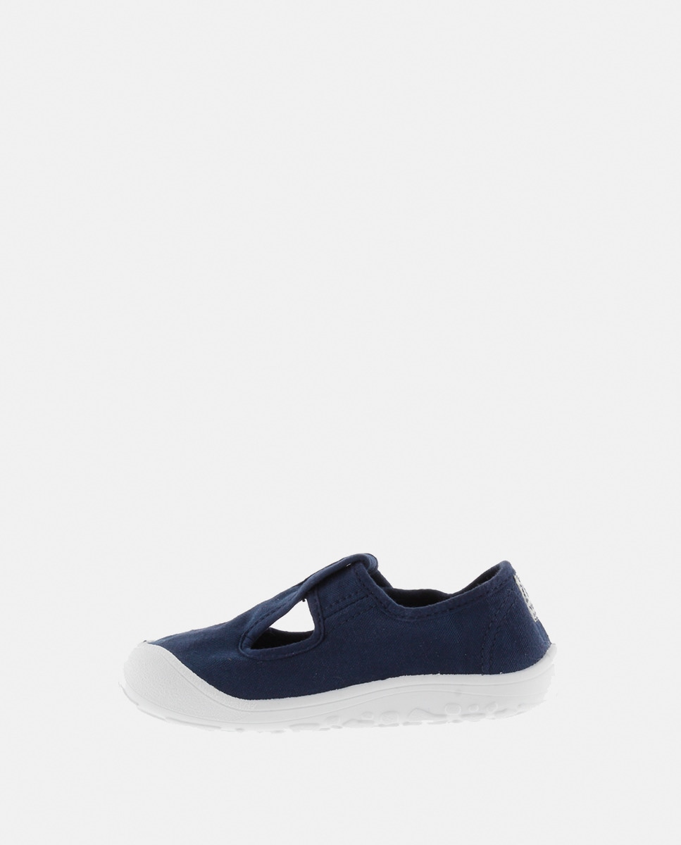 Sandálias de Criança Barefoot de Lona DREC com Fecho Aderente Azul-marinho-3