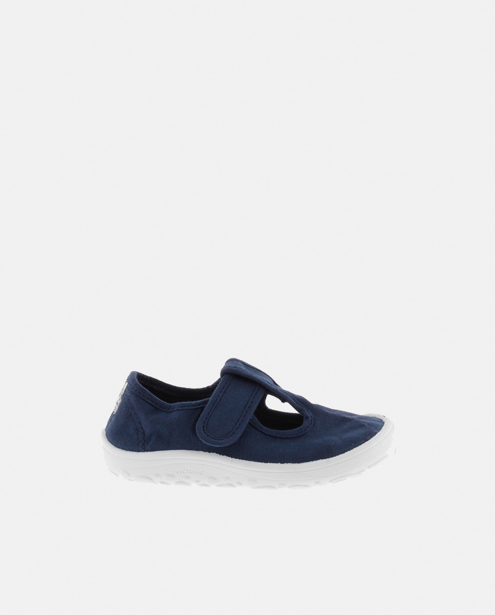 Sandálias de Criança Barefoot de Lona DREC com Fecho Aderente Azul-marinho-1