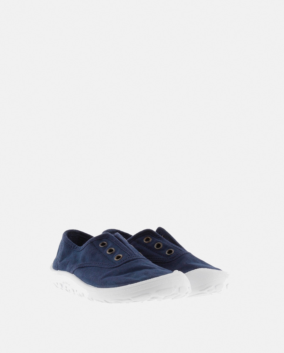 Sapatilhas de Lona de Criança Barefoot com Elástico Central Azul-5