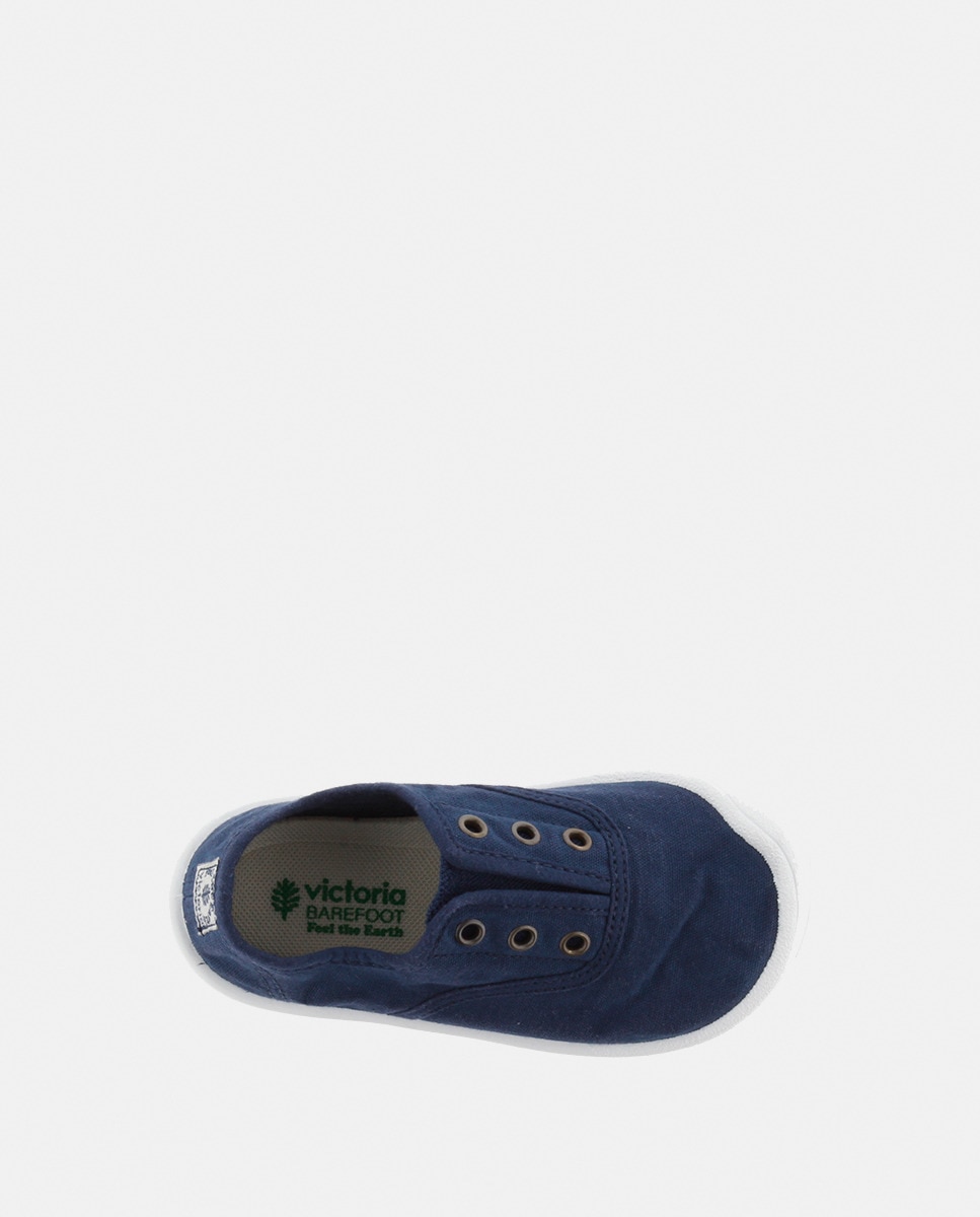 Sapatilhas de Lona de Criança Barefoot com Elástico Central Azul-4