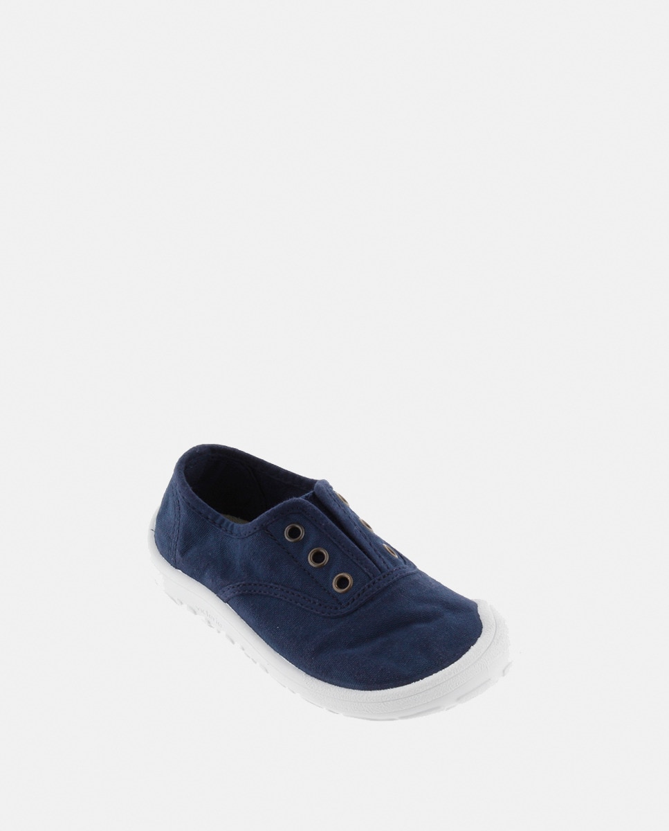 Sapatilhas de Lona de Criança Barefoot com Elástico Central Azul-2