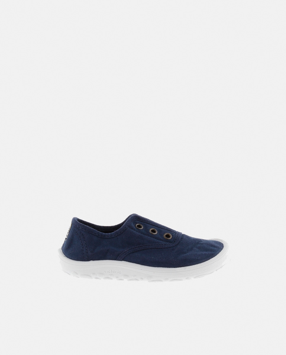 Sapatilhas de Lona de Criança Barefoot com Elástico Central Azul-1