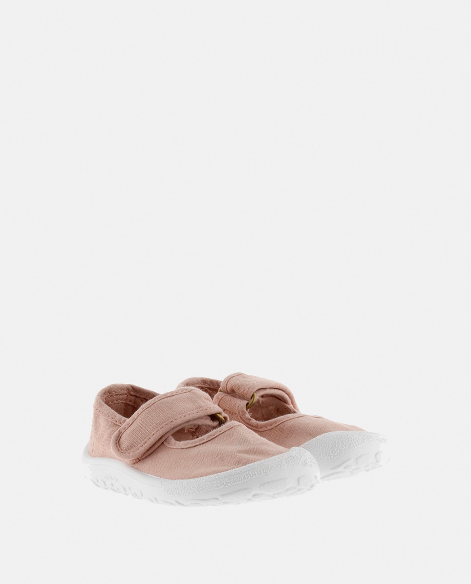 Sapatos de Presilha Barefoot de Criança em Lona DREC com Fecho Aderente Rosa-5