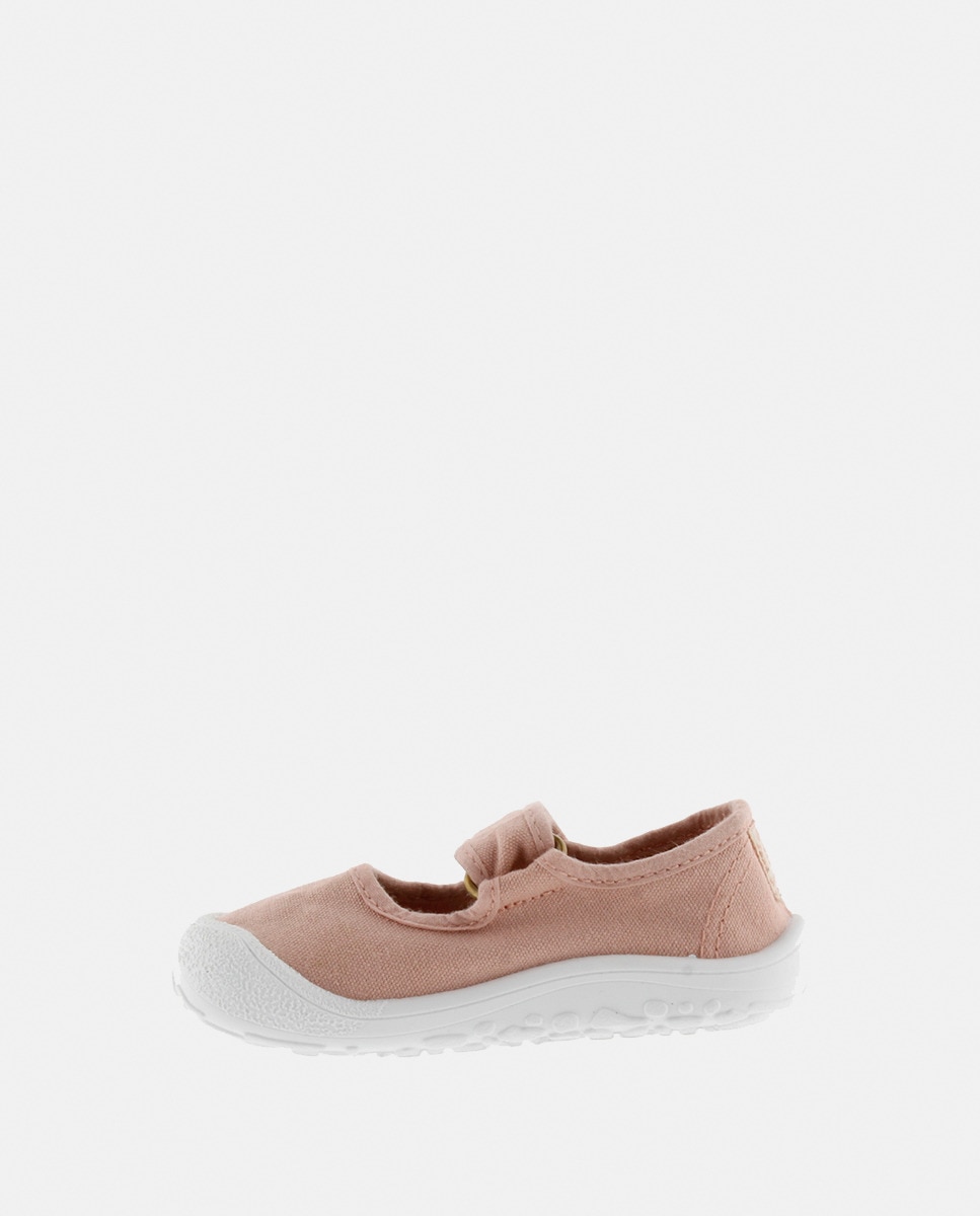 Sapatos de Presilha Barefoot de Criança em Lona DREC com Fecho Aderente Rosa-3