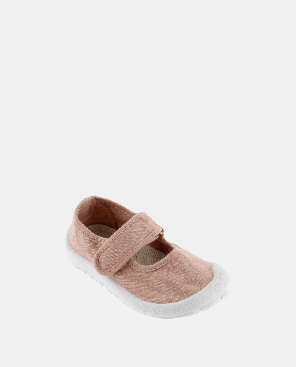 Sapatos de Presilha Barefoot de Criança em Lona DREC com Fecho Aderente Rosa-2
