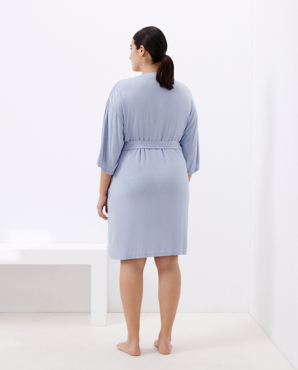 Robe com Fecho Cruzado Azul-2